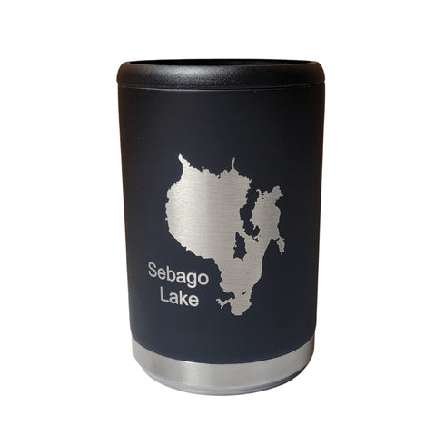 Sebago Lake Engraved  Beer Can Cooler- Black